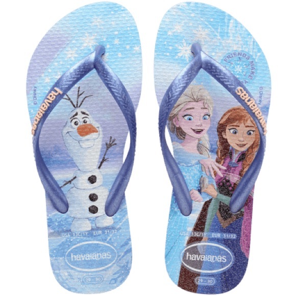 NWT Havaianas Kids' Disney Princess Slim Flip Flop Frozen - Picture 1 of 6